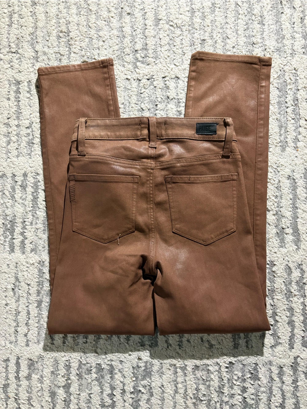 Paige Cindy light brown waxed shiny skinny straight pants jeans size 25 - Picture 6 of 6